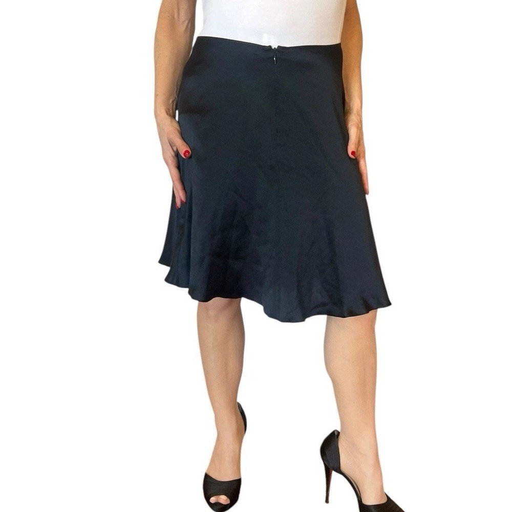 EMILIO PUCCI WOMEN'S 6 SKIRT BLACK SILK SATIN MINI FLARE FRONT ZIP  ITALY